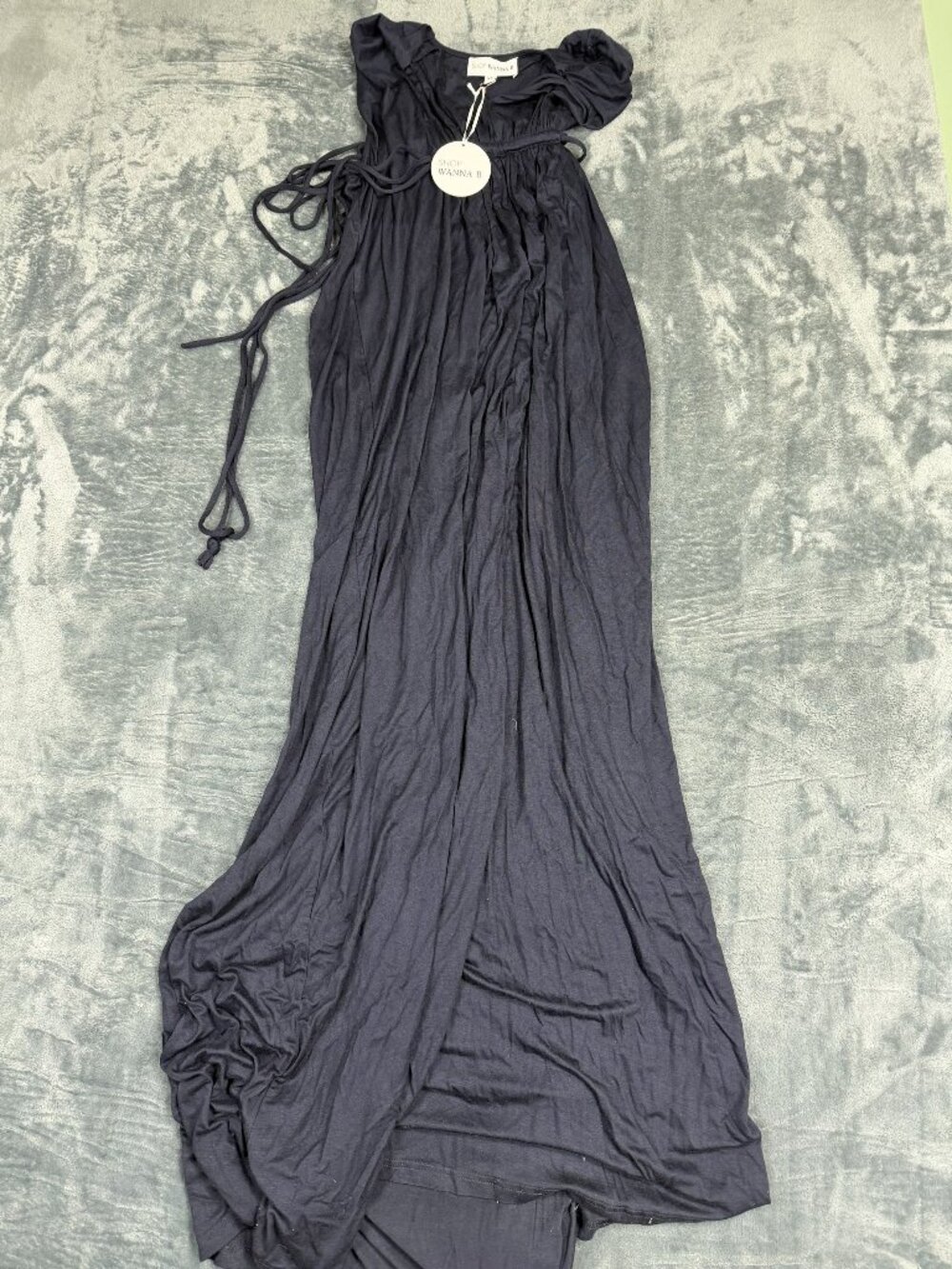Shop Wanna B Womens Navy Maxi Dress With Adjustable  Tie  XL NWT